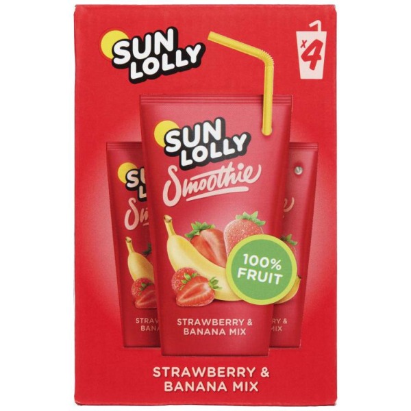 Sun lolly smoothie banan/strawb 4x180ml