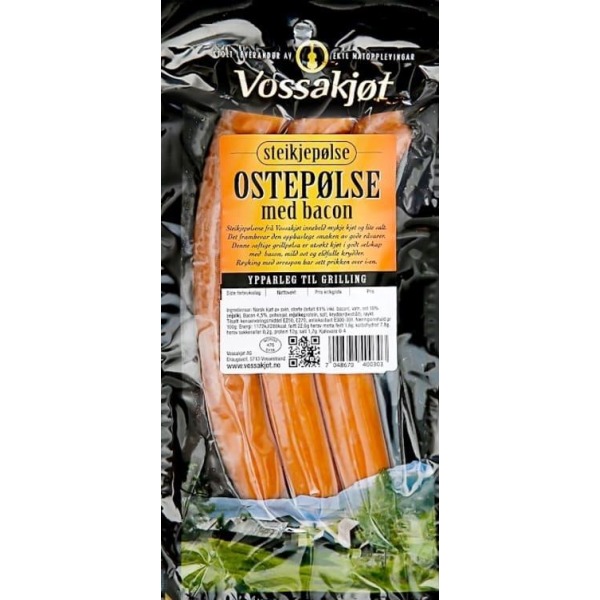 Ostepølse m/bacon 300g Vossakjøt