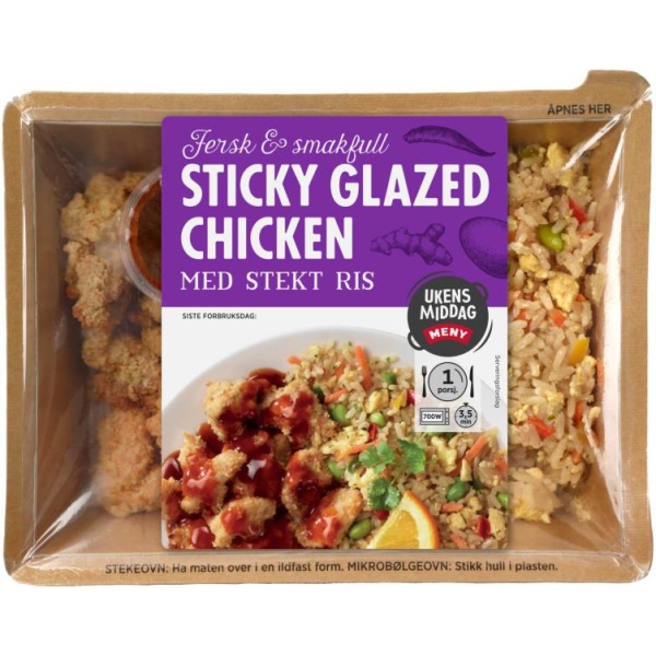 Sticky Glazed Chicken Med Stekt Ris 400g Meny