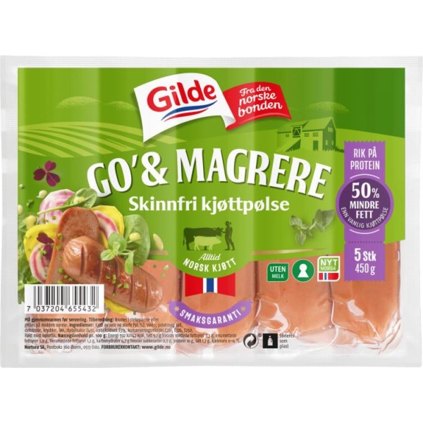 Kjøttpølse U/Skinn 450g Go & Mager Gilde