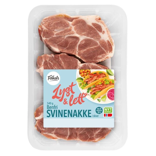 Svinenakke Benfri 540g 3pk Folkets