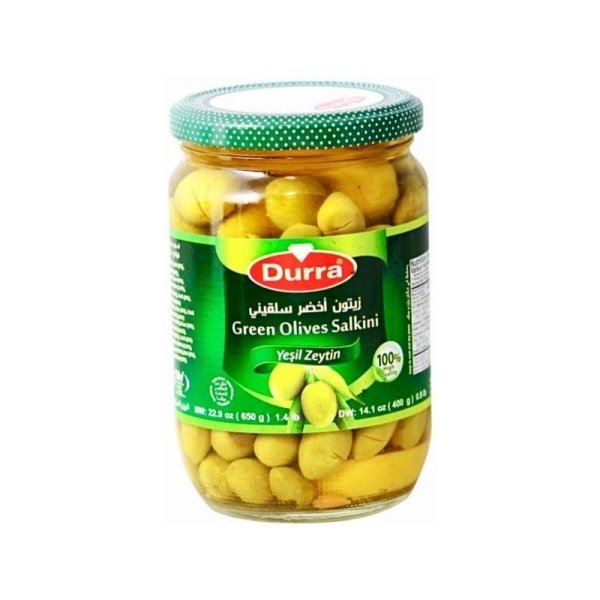 Durra whole green olives 650g