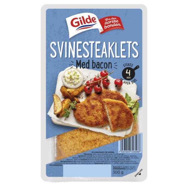 Svinesteaklets m/Bacon 300g Gilde