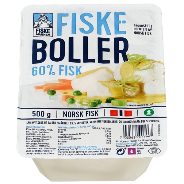 Fiskeboller i Kraft 500g Fiskemannen