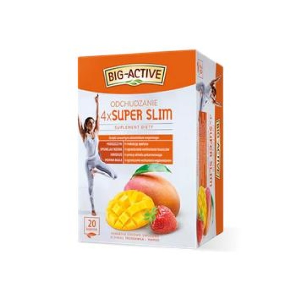 Big Active Urte og fruktte Jordbær-Mango 4xSuper Slim (2 g x 20 stk)