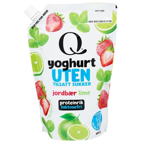 Yoghurt U/Sukker Jordbær&Lime 800g Q