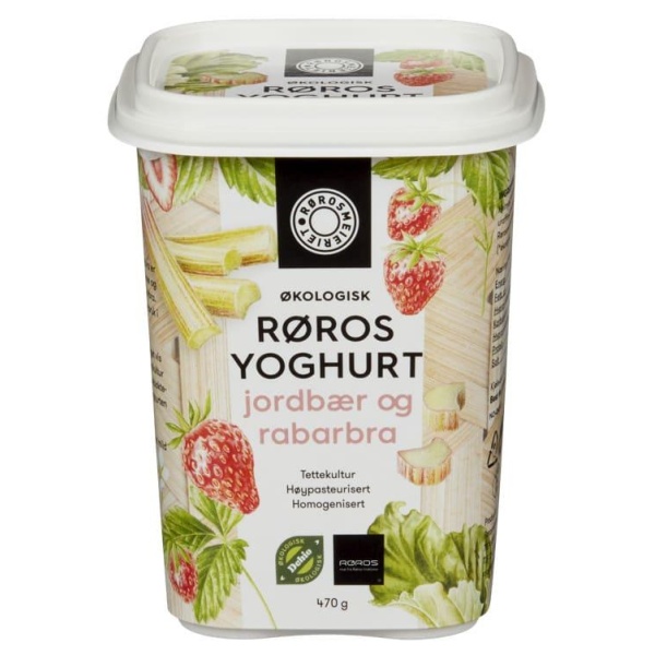 Røros Yoghurt Jordbær&Rabarbra