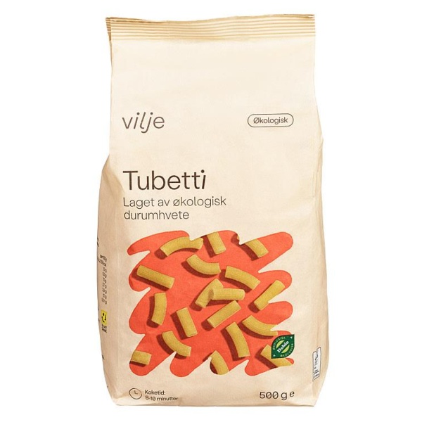 Pasta Tubetti Økologisk 500g Vilje