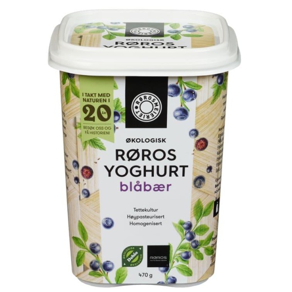 Røros Yoghurt Blåbær Økol 470g Rørosmeie