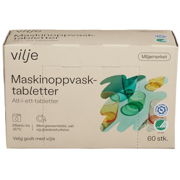 Maskinoppvask Tabletter 60stk Vilje