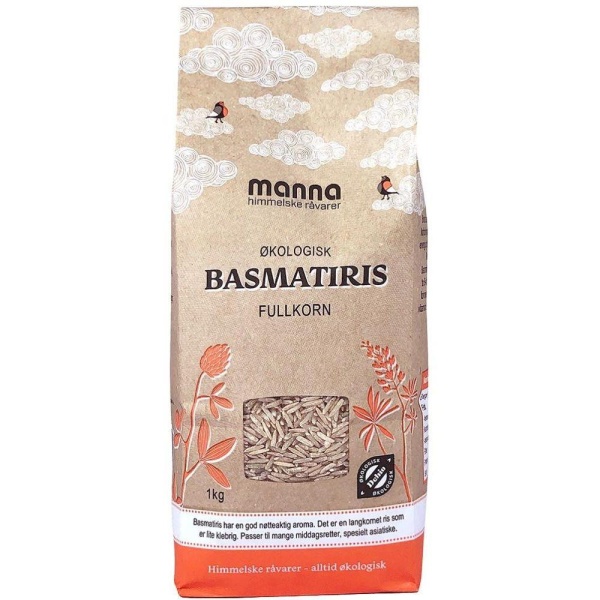 Basmatiris fullkorn 1kg økologisk Manna