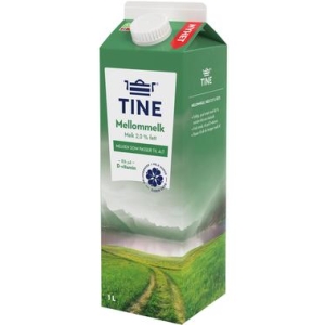 Mellommelk Melk 2% Fett 1l Tine