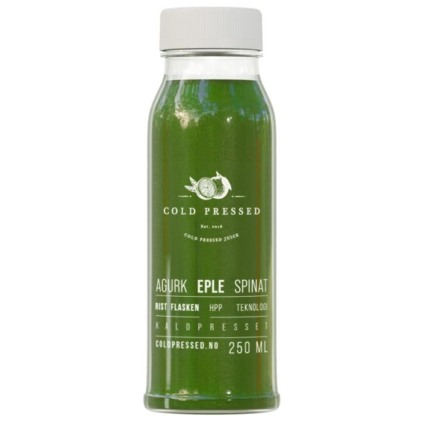 Cold Pressed Juice Agurk Eple Spinat 250ml