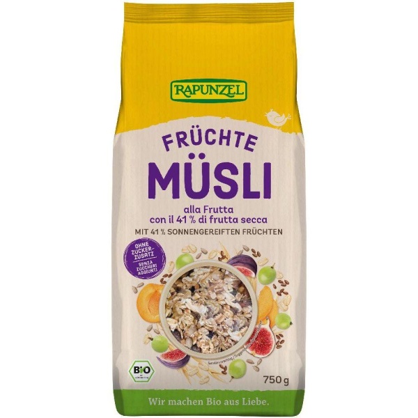 Müsli frukt 750g økologisk Rapunzel