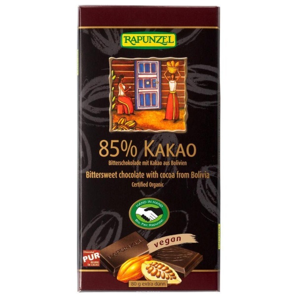 Mørk sjokolade 85% 80g økologisk Rapunzel