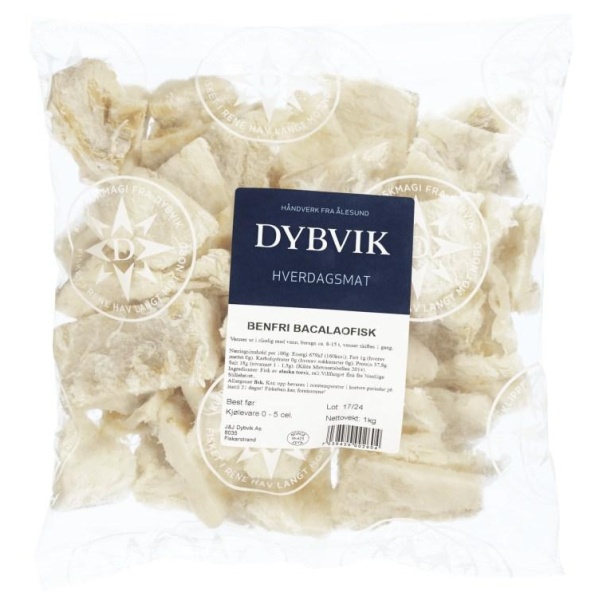 Klippfisk i Biter Benfri 1kg Dybvik