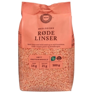Linser Røde Tørre Økologisk 500g Helios