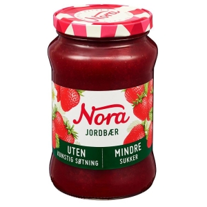 Jordbærsyltetøy Mindre Sukker 530g Nora