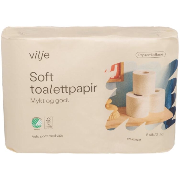 Toalettpapir Soft 6Rl i Papiremballasje Vilje