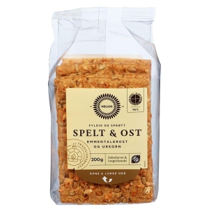 Knekkebrød Spelt&Ost 200g Økologisk Helios