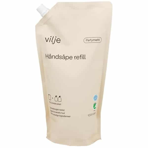 Vilje Håndsåpe Parfymefri Refill 1L