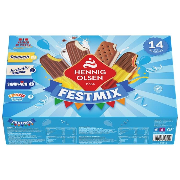 fløteis Festmix Fruktis Hennig-Olsen Is