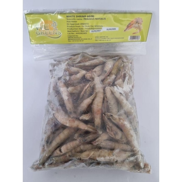 WeGreens White Shrimps – Hvite Reker 60/80 2kg