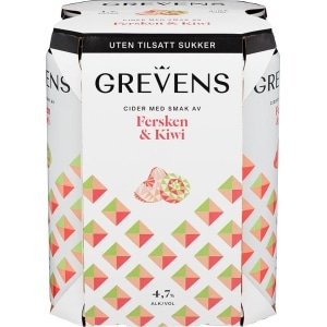 Grevens Cider Fersken&Kiwi 0,5l x 4bx