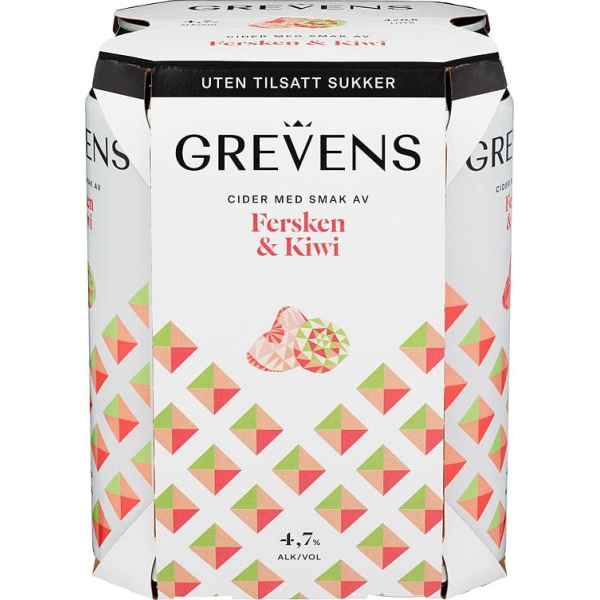 Grevens Cider Fersken&Kiwi 0,5l x 4bx