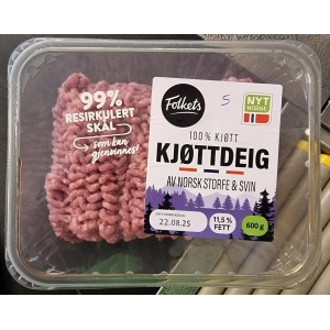 Kjøttdeig Storfe&Svin 600g Folkets