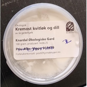 Kremost kvitløk og dill økologisk 100g Knardal Økologiske gard