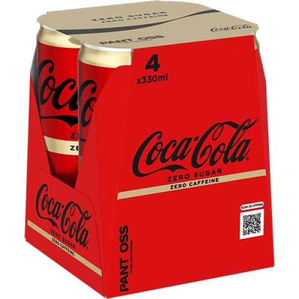 Coca-Cola Zero Sugar Koffeinfri 330ml boks 4pack