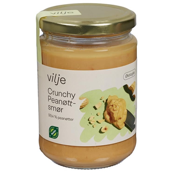 Peanøttsmør Crunchy Økol.350g Vilje