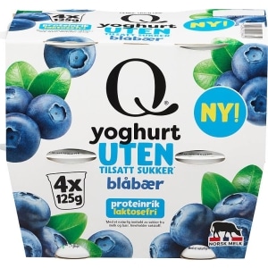 Yoghurt U/Sukker Blåbær 4X125g Q
