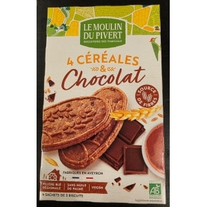 Øko frukostkjeks med sjokolade 190g Moulin du Pivert