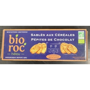 Økologiske frukostkjeks med sjokoladebitar og korn 130g Bioroc'helou