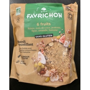 Sprø müsli med 6 frukter økologisk 500g Favrichon